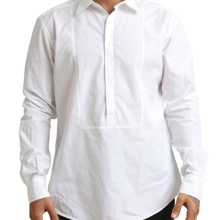 Dolce & Gabbana White Formal Cotton Tuxedo Men Dress Shirt