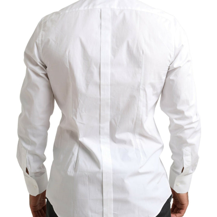 Dolce & Gabbana White GOLD Cotton Men Formal Dress Shirt