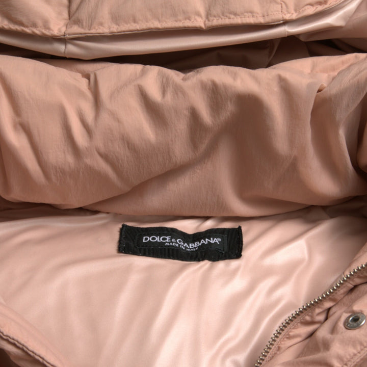 Dolce & Gabbana Peach Polyester Hooded Puffer Winter Jacket