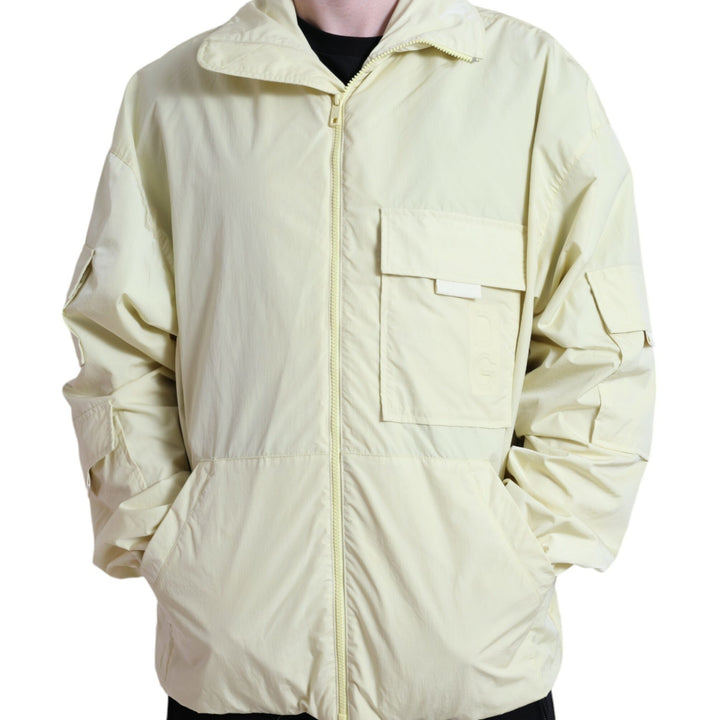 Dolce & Gabbana Yellow Nylon Collared Full Zip Parka Jacket