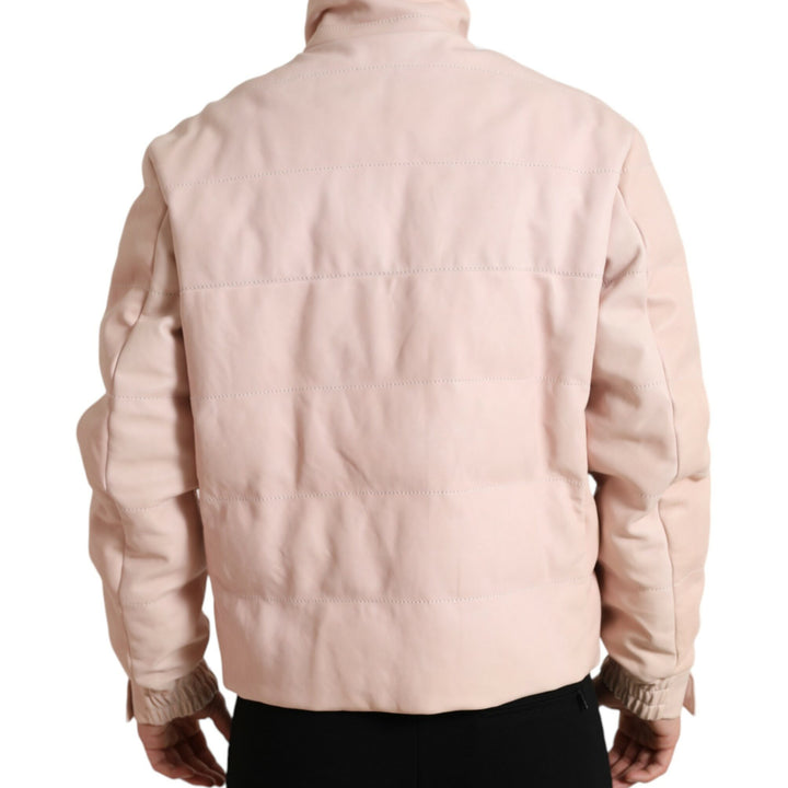 Dolce & Gabbana Pink Nylon Men Turtle Neck Puffer Jacket