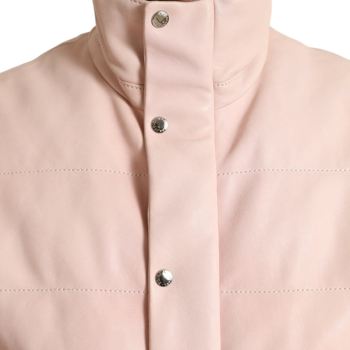 Dolce & Gabbana Pink Nylon Men Turtle Neck Puffer Jacket