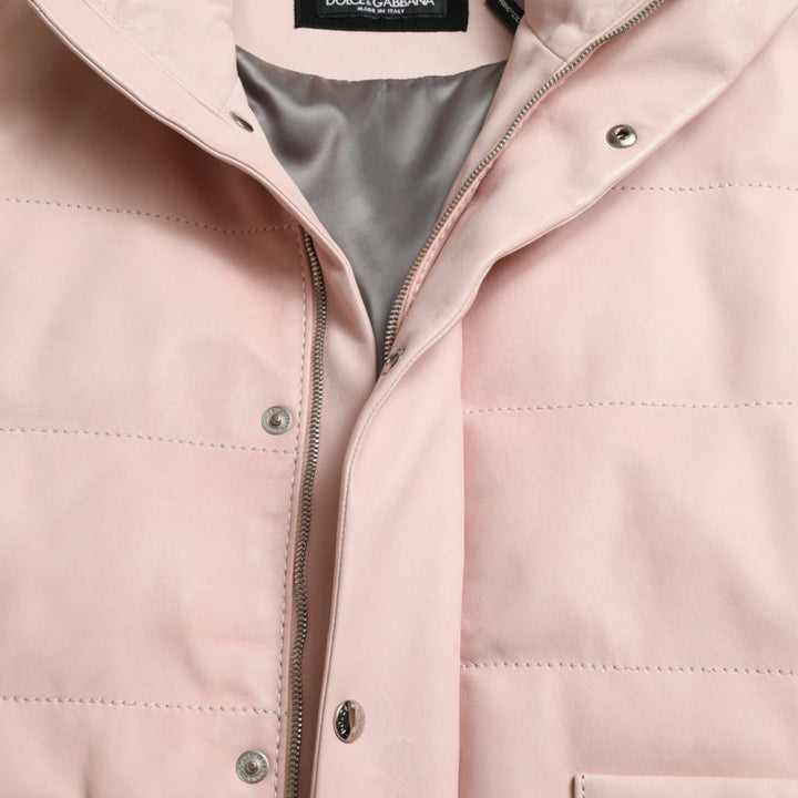 Dolce & Gabbana Pink Nylon Men Turtle Neck Puffer Jacket