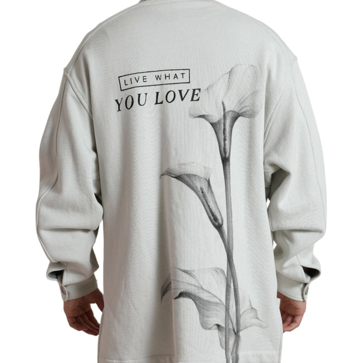 Dolce & Gabbana Grey Cotton Button Down Collared Coat Jacket