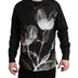 Dolce & Gabbana Black Floral Cotton Collared Long Sleeves Men Shirt