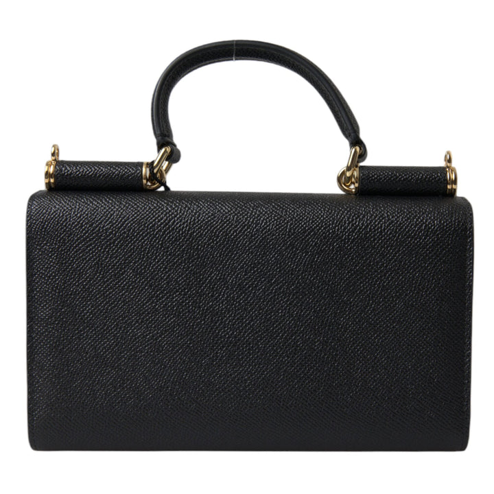 Dolce & Gabbana Black Leather Mini Von Crossbody Phone Shoulder Bag