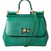 Dolce & Gabbana Green DG Crystal Leather Miss Sicily Top Handle Purse Bag