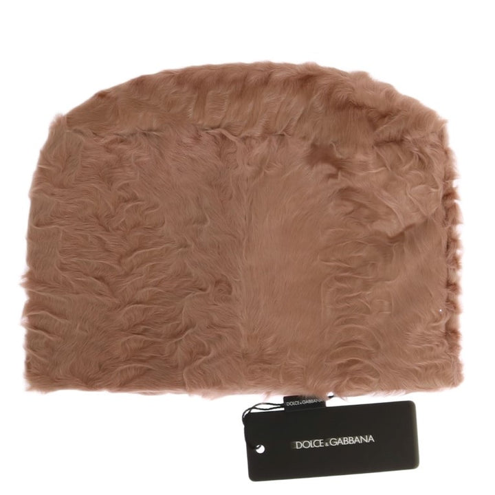 Dolce & Gabbana Beige Xiangao Lamb Fur Beanie