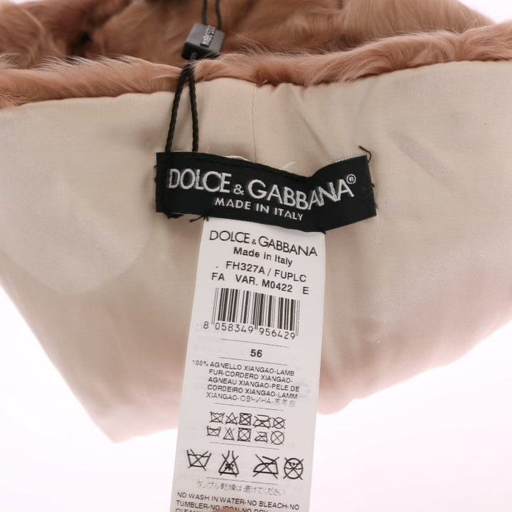 Dolce & Gabbana Beige Xiangao Lamb Fur Beanie