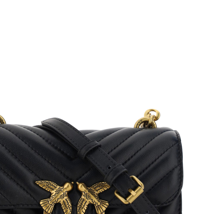 PINKO Black Leather Love Bell Mini Shoulder Bag