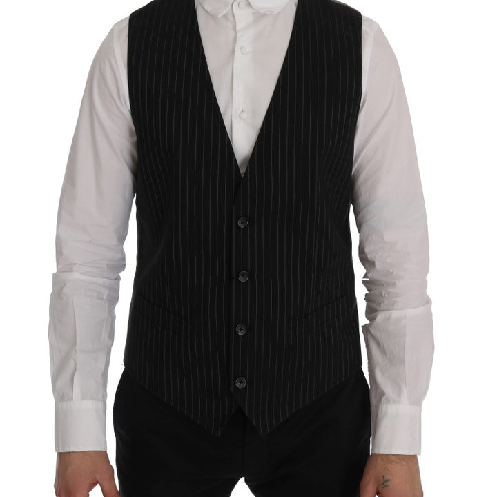 Dolce & Gabbana Black STAFF Cotton Striped Vest