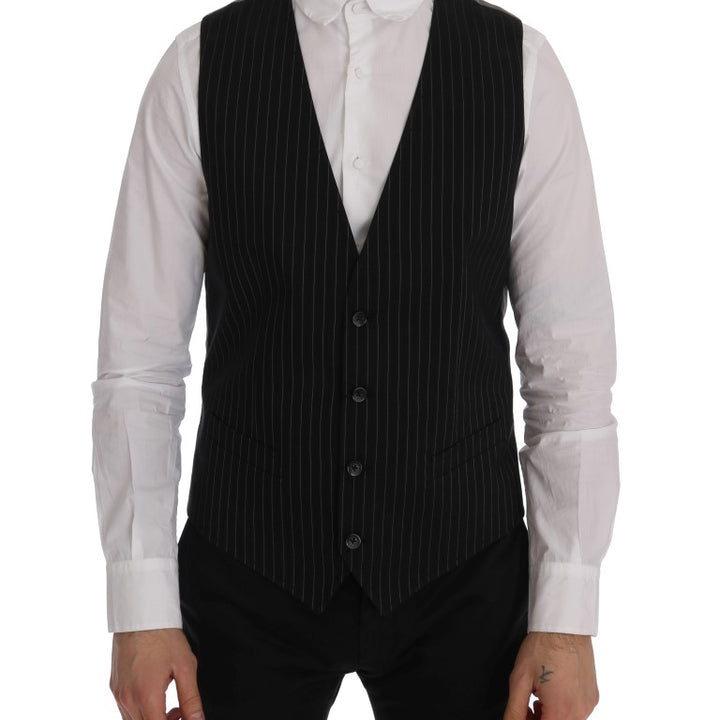 Dolce & Gabbana Black STAFF Cotton Striped Vest