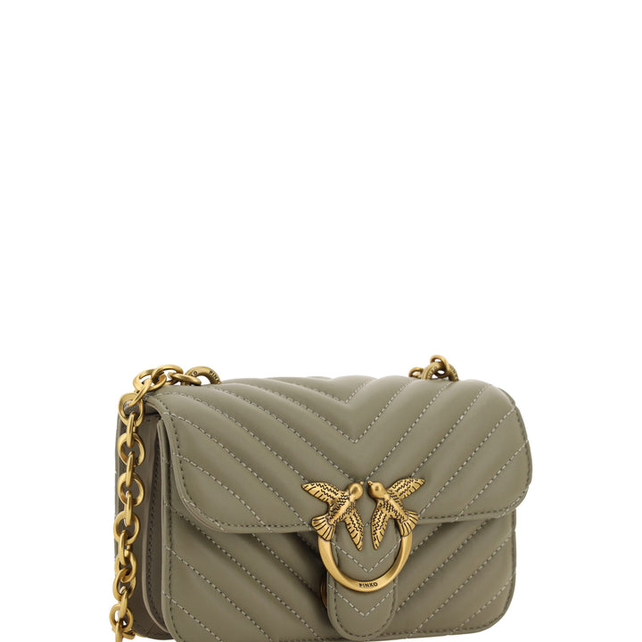 PINKO Green Calf Leather Love Bell Mini Shoulder Bag