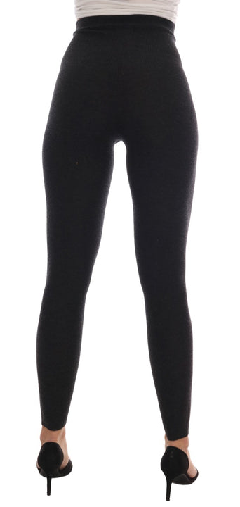 Dolce & Gabbana Gray Cashmere Ribbed Stretch Tights