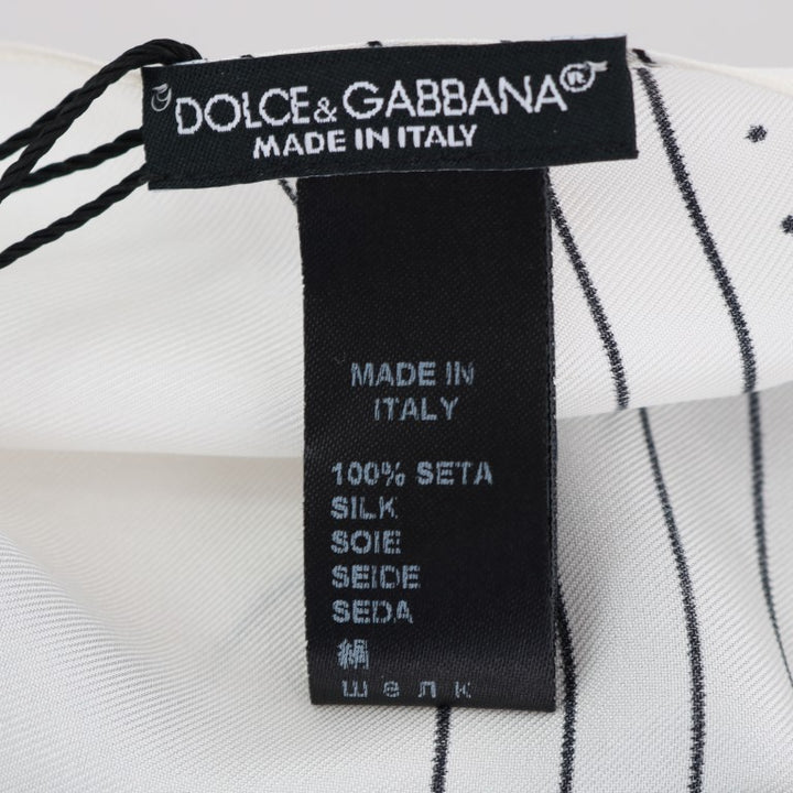 Dolce & Gabbana White Polka Dotted Silk Skinny Scarf