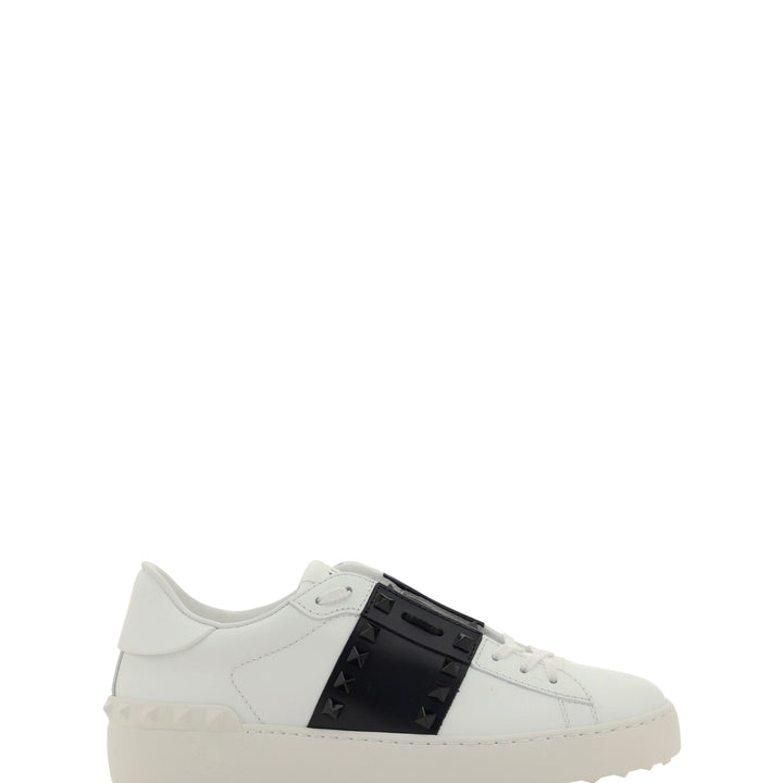 Valentino White and Black Calf Leather Sneakers