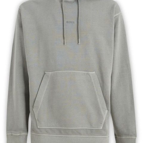 Hugo Boss Grey Cotton Logo Details Hooded Sweatshirt
