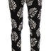 Dolce & Gabbana White Black Leaf Cotton Stretch Slim Pants