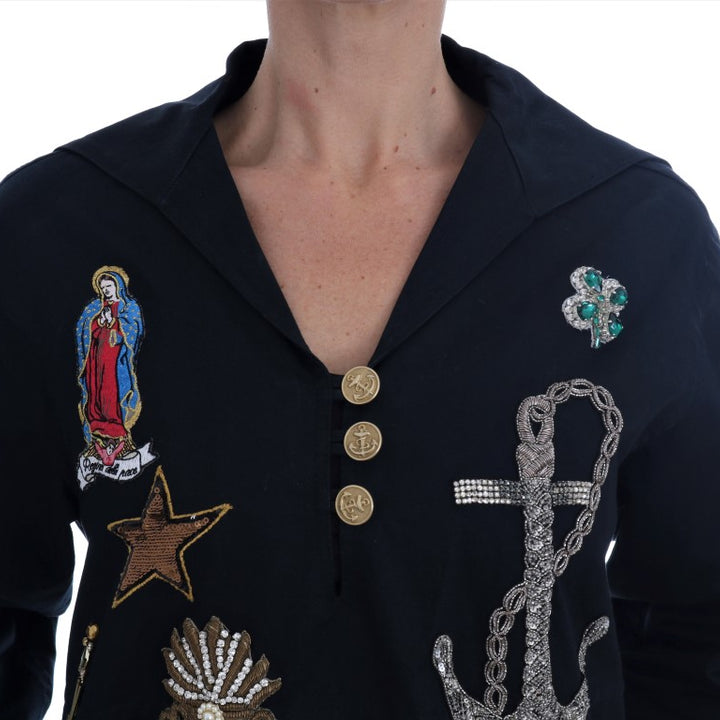 Dolce & Gabbana Blue Crystal MAMMA Sicily Jacket