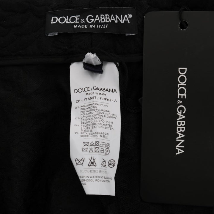 Dolce & Gabbana Black Brocade High Waist Capri Shorts