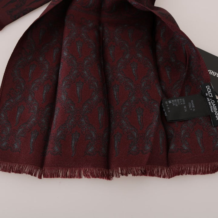 Dolce & Gabbana Bordeaux Silk Crown Chili Scarf