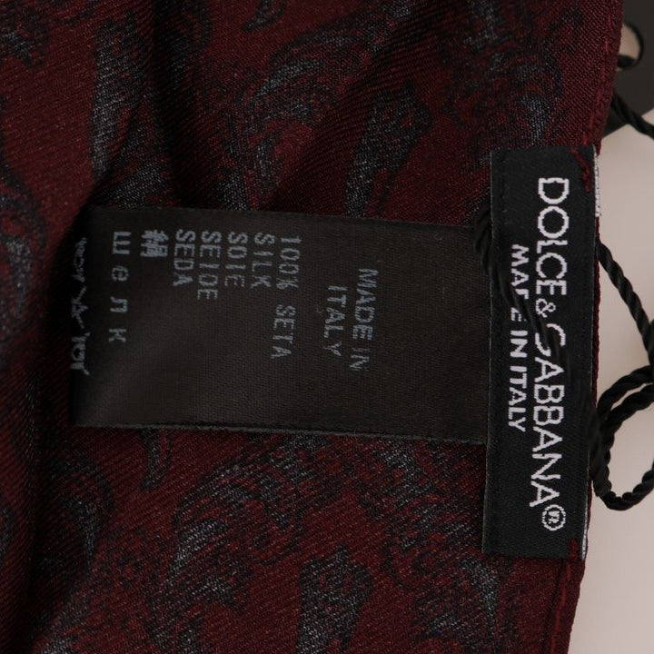 Dolce & Gabbana Bordeaux Silk Crown Chili Scarf