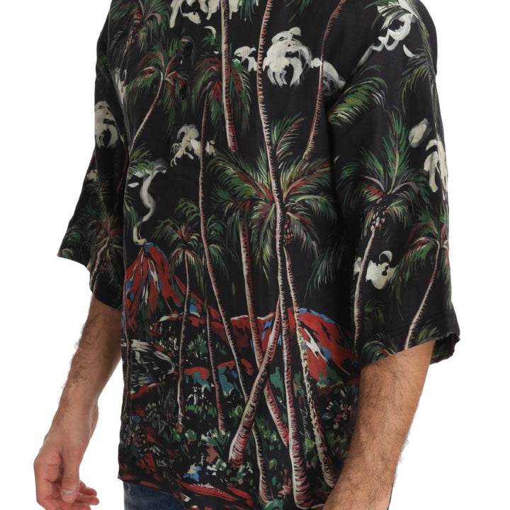 Dolce & Gabbana Black Volcano Sicily Short Sleeve T-Shirt