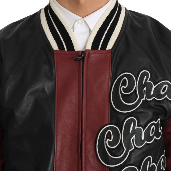 Dolce & Gabbana Leather Club Lounge Black Red Jacket