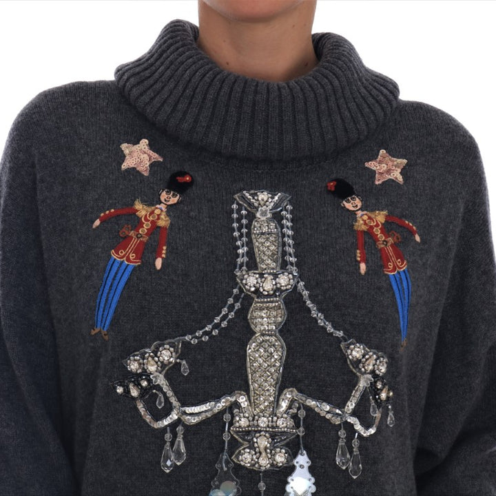 Dolce & Gabbana Fairy Tale Crystal Gray Cashmere Sweater