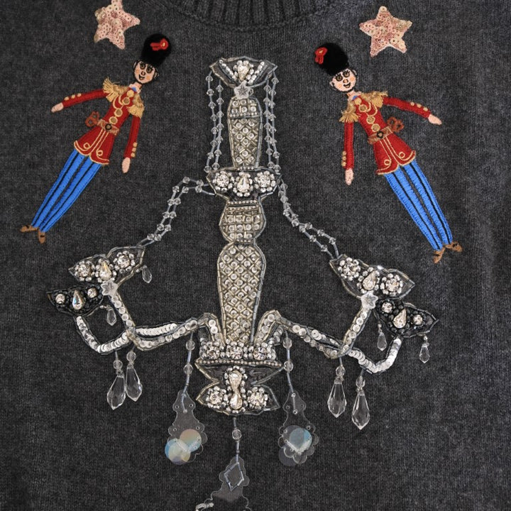 Dolce & Gabbana Fairy Tale Crystal Gray Cashmere Sweater