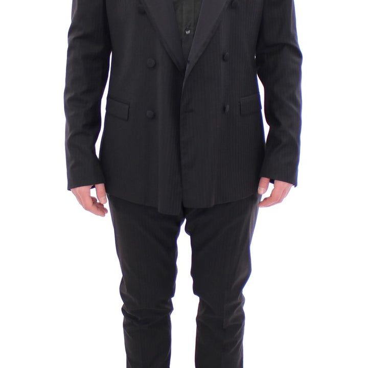 Dolce & Gabbana Black Striped Double Breasted Slim Fit Suit
