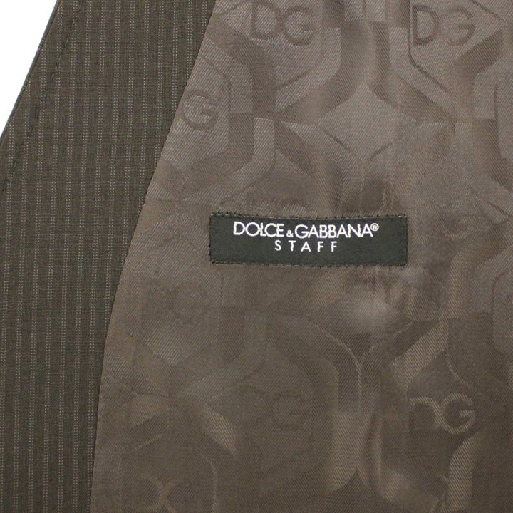 Dolce & Gabbana Brown Striped Stretch Dress Vest