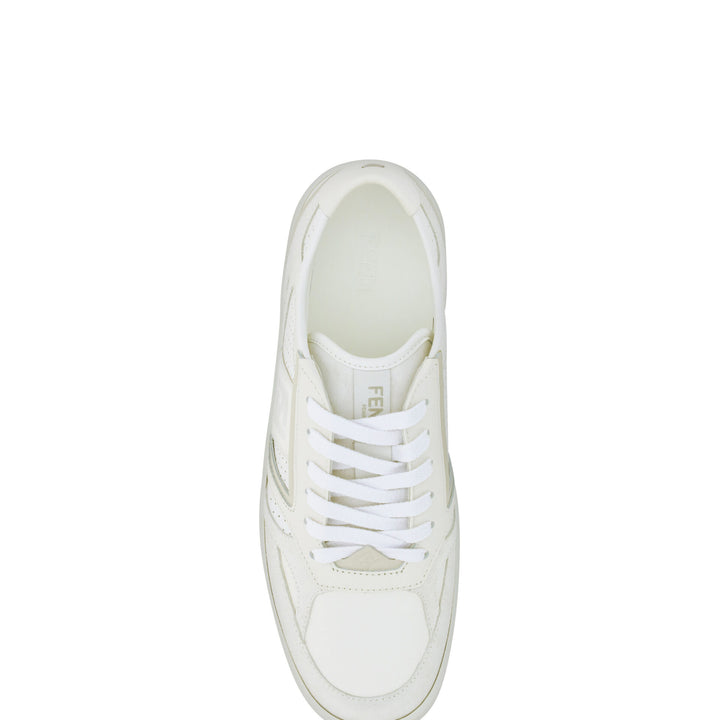 Fendi White Calf Leather Low Top Sneakers