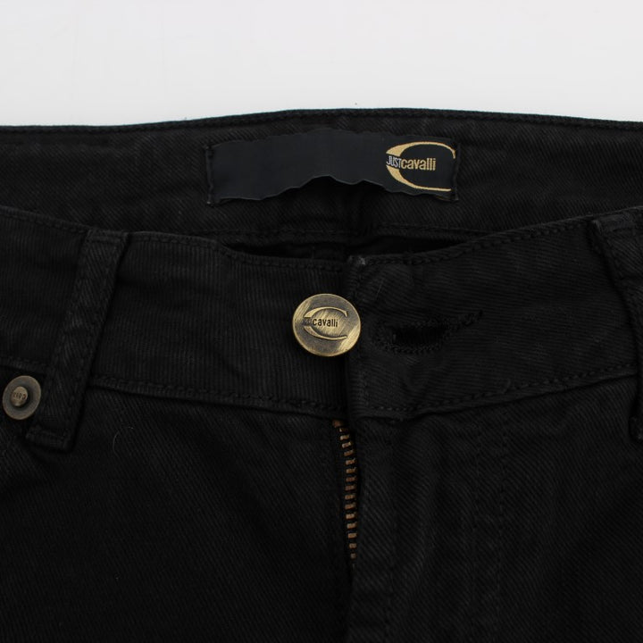 Cavalli Black Cotton Stretch Slim Skinny Fit Jeans