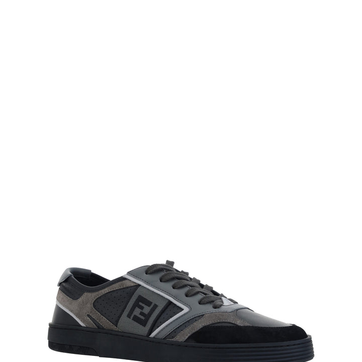 Fendi Black Calf Leather Low Top Sneakers