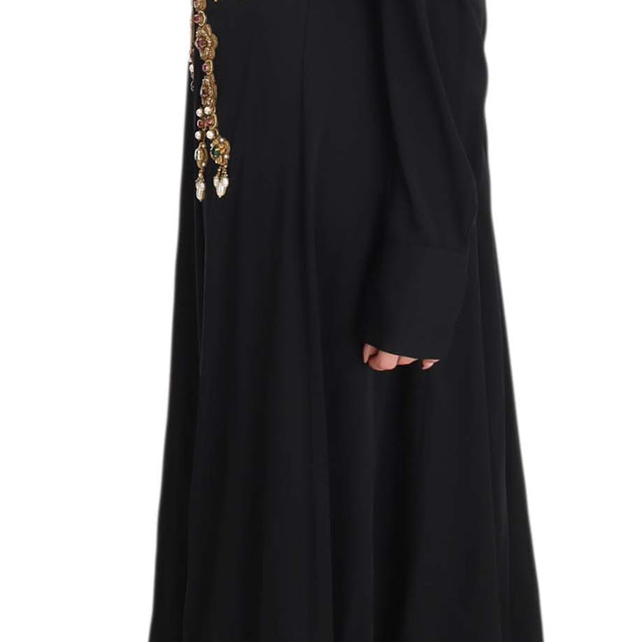 Dolce & Gabbana Black Silk Stretch Gold Crystal Dress