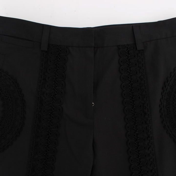 Dolce & Gabbana Black Cotton Stretch Torero Capris Pants