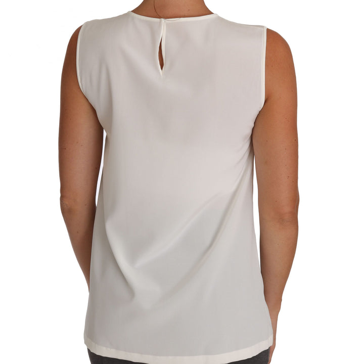 Dolce & Gabbana White Silk Embellished Crystal Sequin Fairy Top