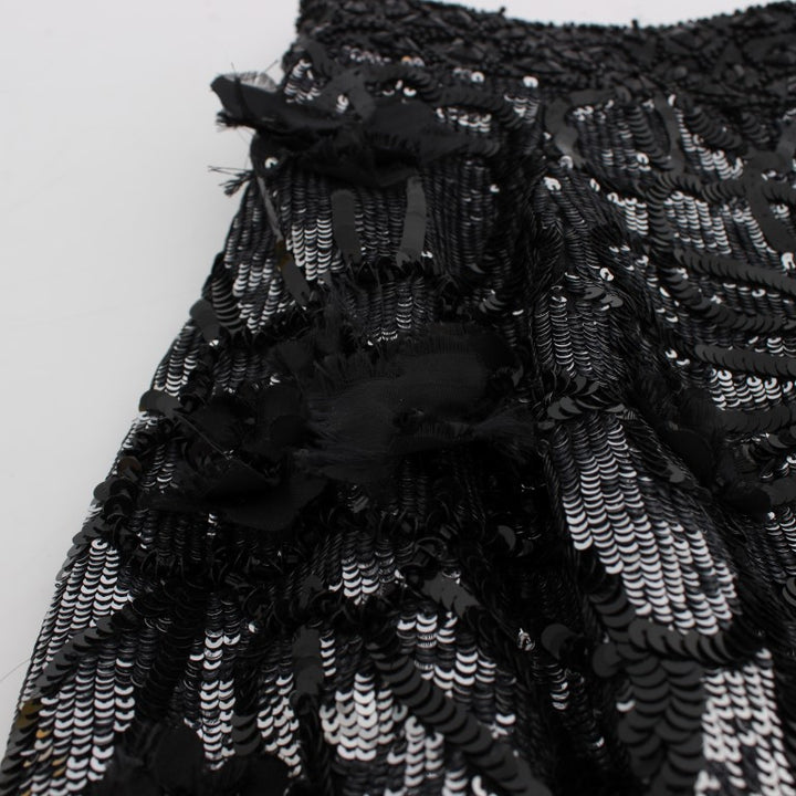 Dolce & Gabbana Black Crystal Sequined Mini Shorts