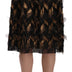 Dolce & Gabbana Black Gold Fringe Metallic Pencil A-line Skirt