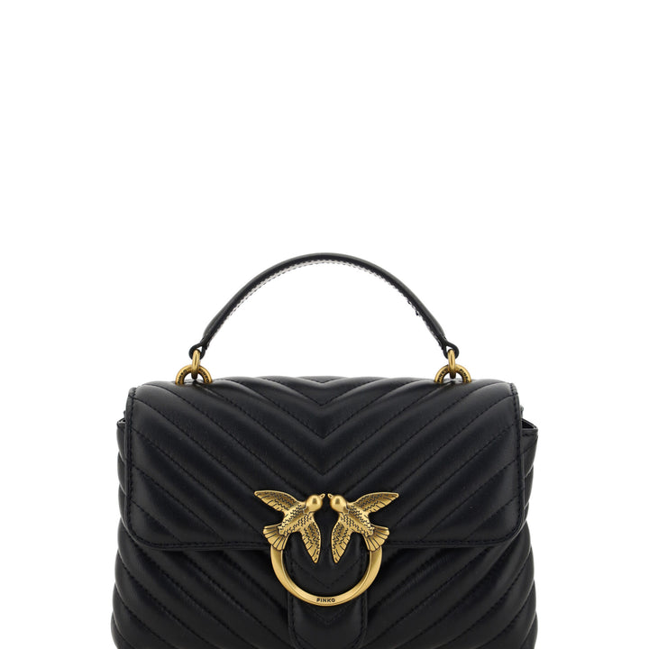 PINKO Black Calf Leather Love Lady Mini Handbag