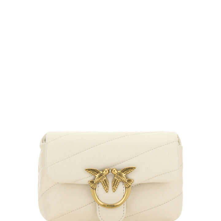 PINKO White Calf Leather Love Baby Small Shoulder Bag