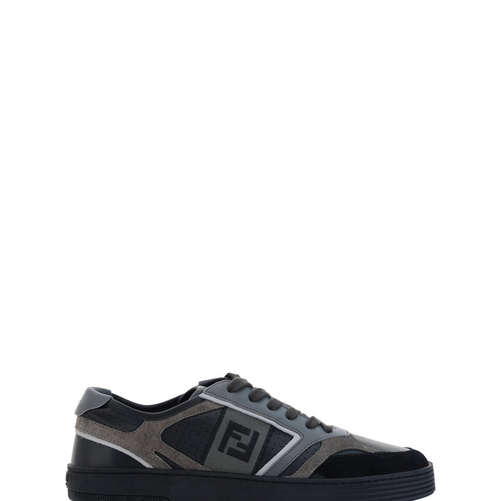 Fendi Black Calf Leather Low Top Sneakers