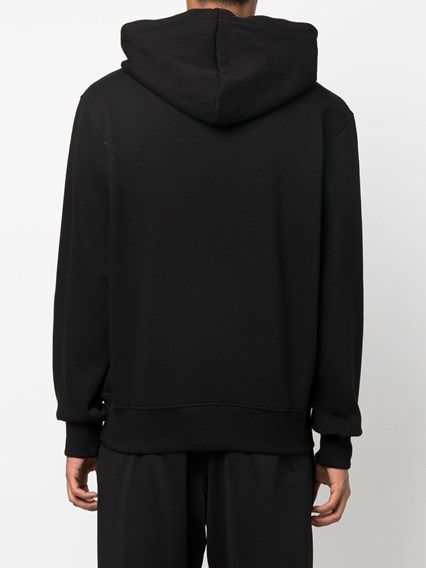 Versace Jeans Black Cotton Logo Details Hooded Sweatshirt