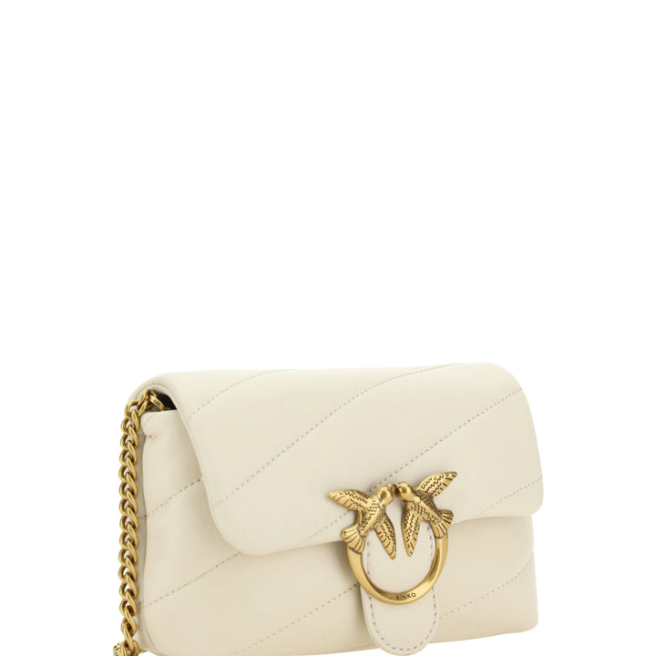 PINKO White Calf Leather Love Baby Small Shoulder Bag