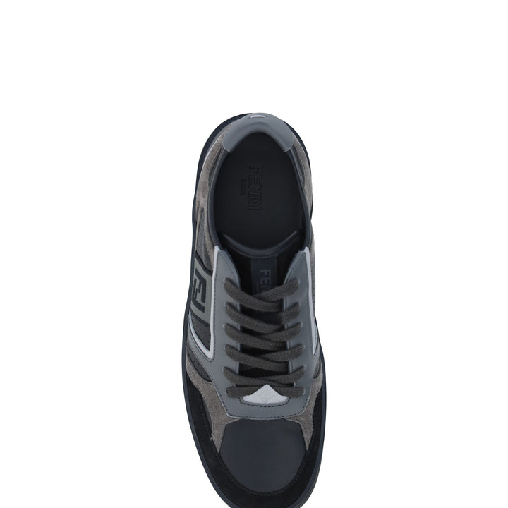 Fendi Black Calf Leather Low Top Sneakers