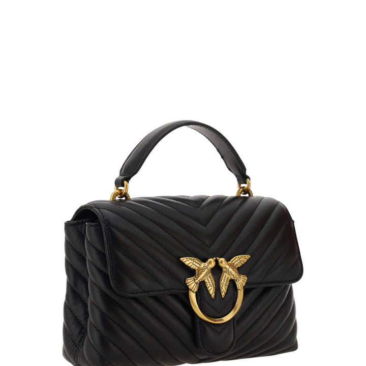 PINKO Black Calf Leather Love Lady Mini Handbag