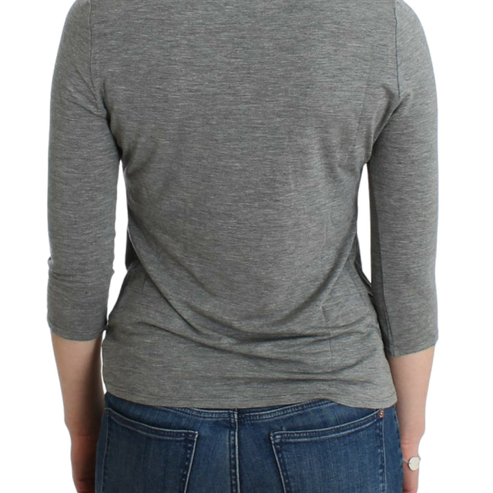 Cavalli Gray 3/4 sleeves jumper top