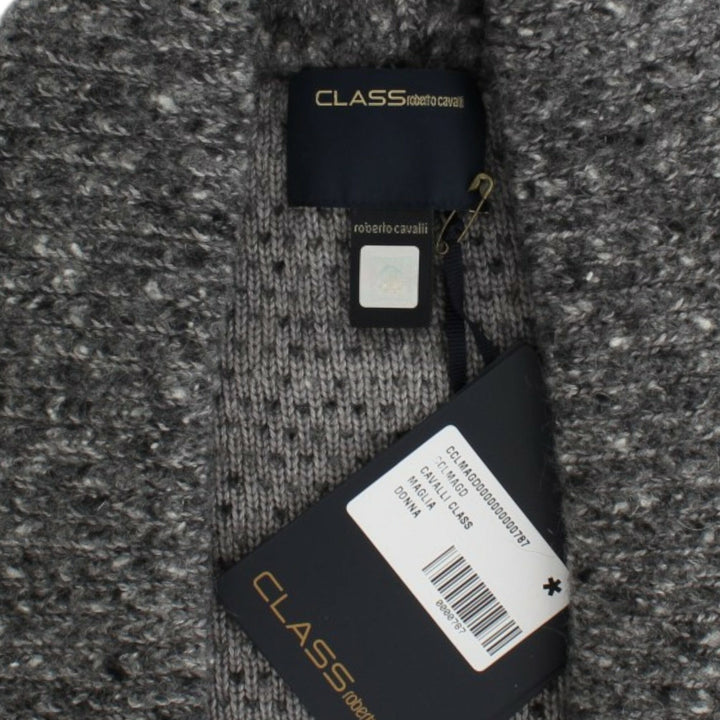 Cavalli Gray wool knitted cardigan