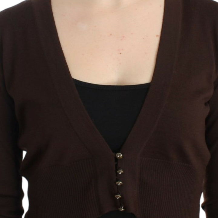 Cavalli Brown cropped wool cardigan